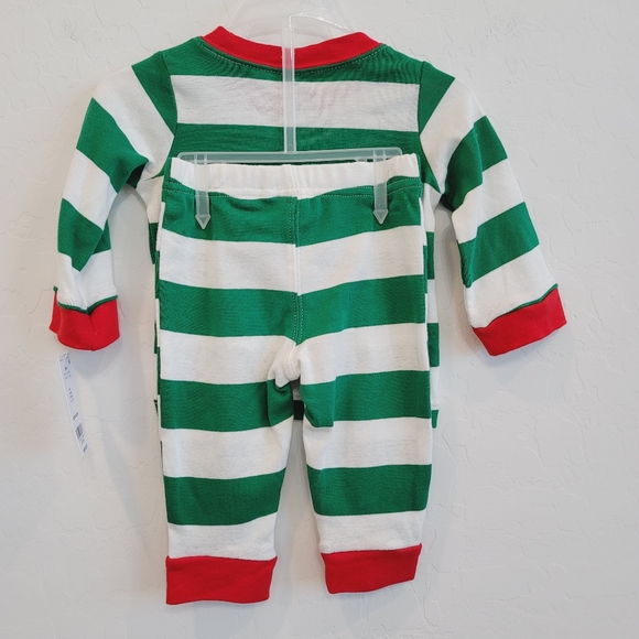 NWT Carter's Green & White Stripes Christmas Matching Set Infant Size 6 Months - Picture 3 of 10